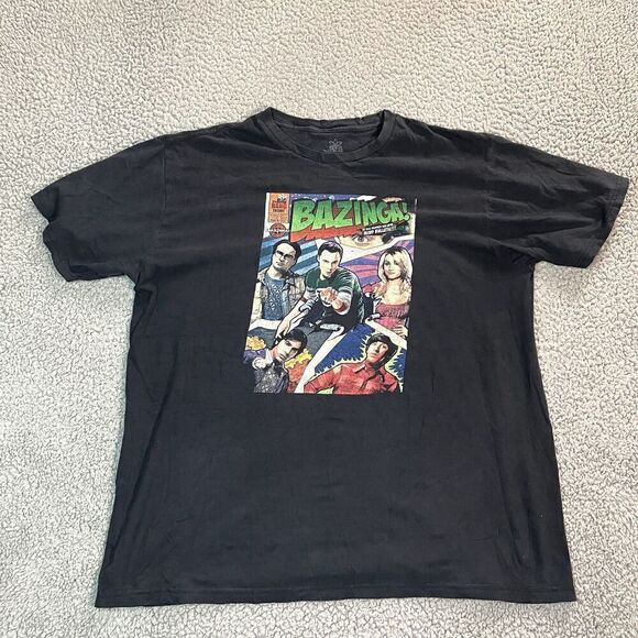 Big Bang Theory Bazinga T Shirt Men's Y2K Short Sleeve Graphic Logo Black XL - Picture 1 of 9